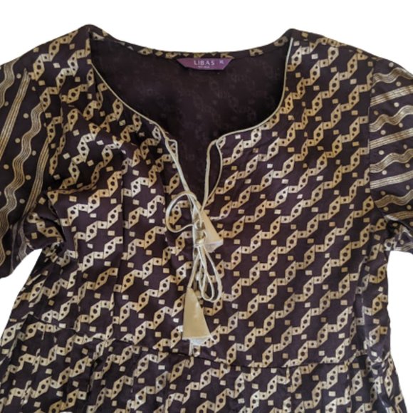 Brown and Gold Authentic Indian Dress XL NWOT NEW - Picture 3 of 8